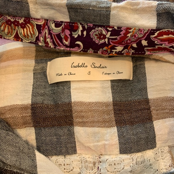 Anthropology Isabella Sinclair Plaid Lace Shirt - Picture 7 of 8